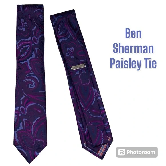Ben Sherman Paisley Floral 100% Silk Tie - Picture 5 of 9
